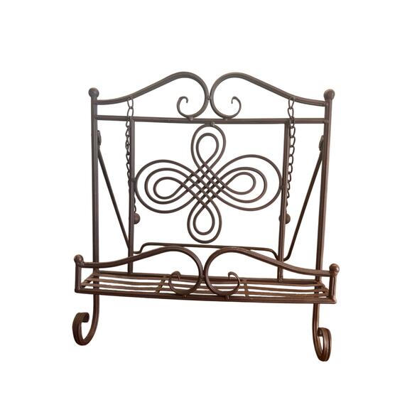 Vintage Style Metal Scroll Cookbook Holder with Page Weights - Picture 3 of 8
